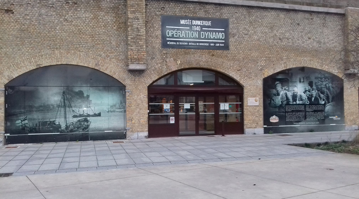 The front entrance of the Operation Dynamo museum. Which is housed in a an ancient red-brick fort on the docks in Dunkirk